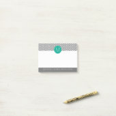 Gray und Emerald Chevrons mit Single Monogram Post-it Klebezettel (Auf Schreibtisch)