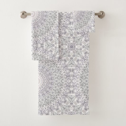 Gray und Lilac Mandala Pattern Badhandtuch Set (Insitu)
