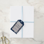 Gray und Navy Blue Winter Foliage Frohe Weihnachte Geschenkanhänger (Mit Garn)