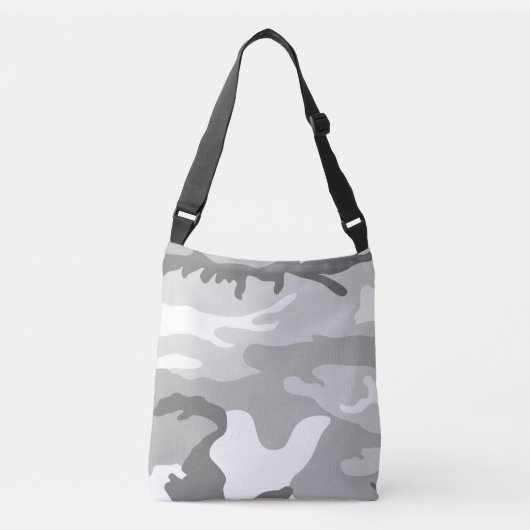 Gray Urban Military Camouflage Pattern Tragetaschen Mit Langen Trägern (Vorderseite)