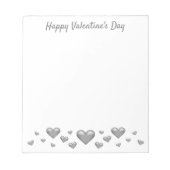 Gray Valentine's Day Hearts & Custom Text Notizblock (Vorderseite)
