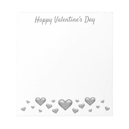 Gray Valentine's Day Hearts & Custom Text Notizblock (Vorderseite)