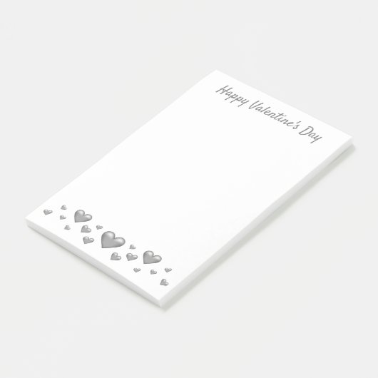 Gray Valentine's Day Hearts & Custom Text Post-it Klebezettel (angewinkelt)