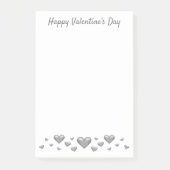 Gray Valentine's Day Hearts & Custom Text Post-it Klebezettel (Vorderseite)