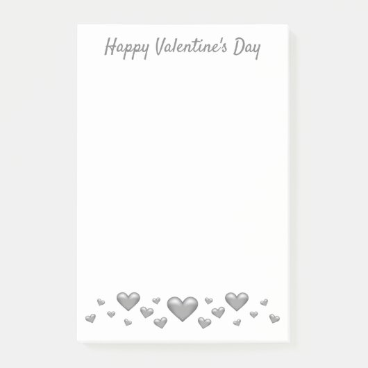 Gray Valentine's Day Hearts & Custom Text Post-it Klebezettel (Vorderseite)
