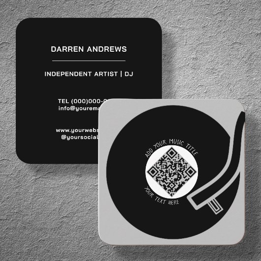 Gray Vinyl LP | QR-Code Quadratische Visitenkarte