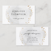Gray Watercolor Circle Gold Dots Visitenkarte (Vorne/Hinten)