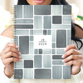 Gray Watercolor Geometric 2025 Monogram Planer