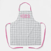 Gray Watercolor Gingham Personalisierte Schürze (Vorderseite)