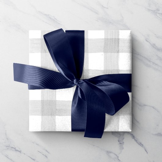 Gray Watercolor Gingham Wrapping Paper Geschenkpapier