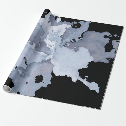 Gray Watercolor Marble Goth Geschenkpapier (Ungerollt)