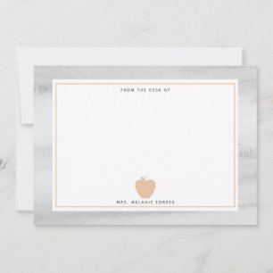 Gray Watercolor Peach Apple Teacher Mitteilungskarte
