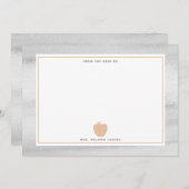 Gray Watercolor Peach Apple Teacher Mitteilungskarte (Vorne/Hinten)