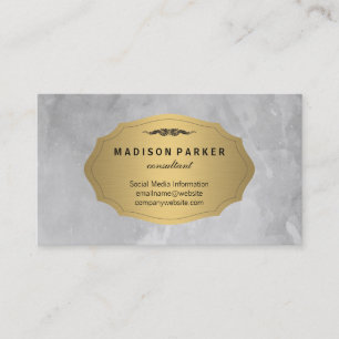 Gray Watercolor Pinselstrich Elegantes Imitat Gold Visitenkarte