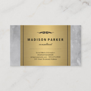 Gray Watercolor Pinselstrich Elegantes Imitat Gold Visitenkarte
