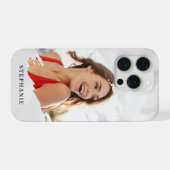 Gray Watercolor Wash Personalized Photo with Name iPhone Hülle (Rückseite (Horizontal))