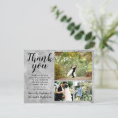 Gray Watercolor Wedding Danke Custom 3 Foto Postkarte (Stehend Vorderseite)