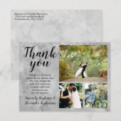 Gray Watercolor Wedding Danke Custom 3 Foto Postkarte (Vorne/Hinten)