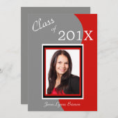 Gray Wave Foto Graduation Party Einladung (Vorne/Hinten)