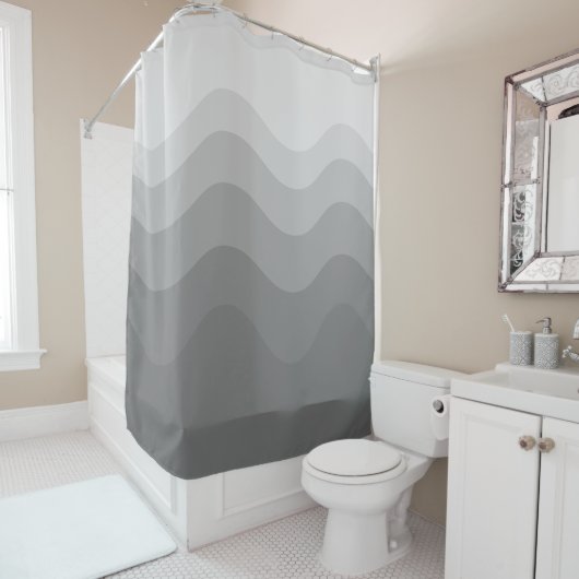 Gray Wavey Stripe Moderner Duschvorhang (Beispiel)