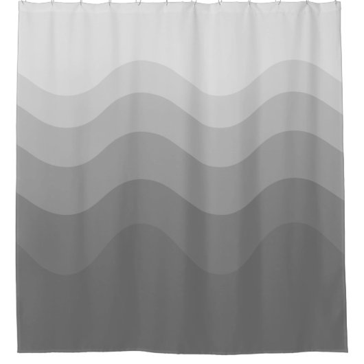 Gray Wavey Stripe Moderner Duschvorhang (Vorderseite)