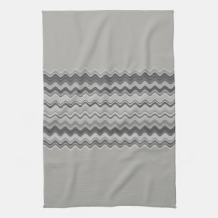 Gray Wavy Zigzag Muster Geschirrtuch