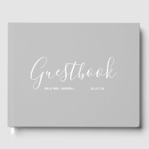 Gray Wedding Guestbook Einfaches Minimal-Elegant Gästebuch