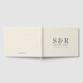 Gray Wedding Monogram Beige Linen Gästebuch (Voll)