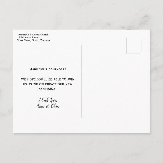 Gray Wedding Save the Date Foto & Calligrafy Ankündigungspostkarte (Rückseite)