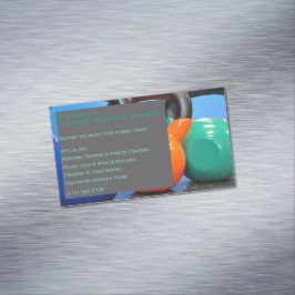 Gray Weights Gym Personal Trainer Fitness Center Magnetische Visitenkarte