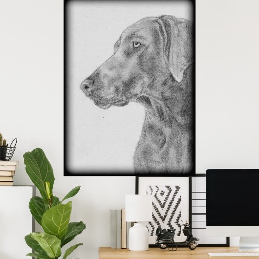 Gray Weimaraner Dog Poster (Heimbüro)