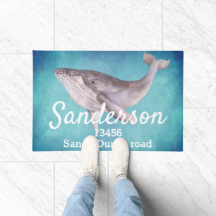 Gray Whale Turquoise Nautical Name Address Fußmatte