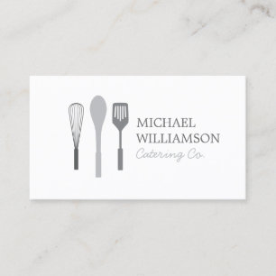 GRAY WHISK SPOON SPATULA LOGO for Catering, Koch Visitenkarte