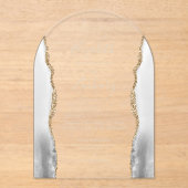 Gray White Agate Gold Text Arch Wedding Acryleinladungen (Vorderseite)