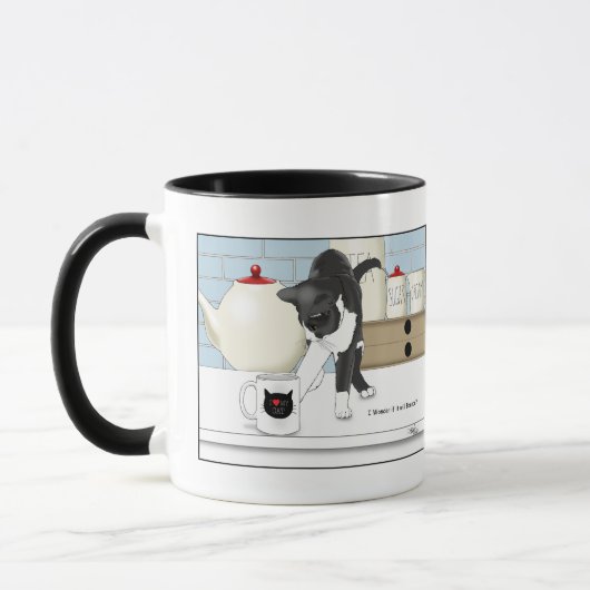 Gray White Cat Funny Tee Tasse Küche (Links)