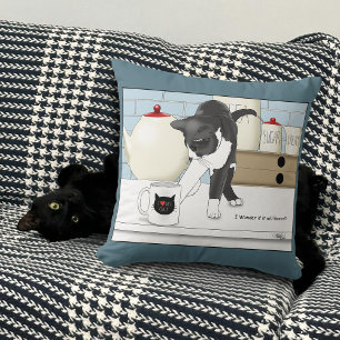 Gray White Cat Funny Tee Tasse Küche Kissen