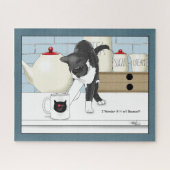 Gray White Cat Funny Tee Tasse Küche Puzzle (Horizontal)