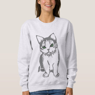Gray White Cat mit Jade Eyes Women's Sweatshirt