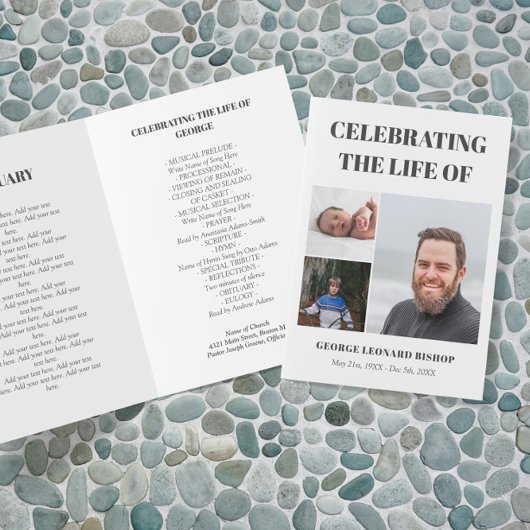 Gray White Celebration of Life Foto Program Programm
