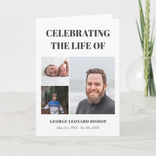 Gray White Celebration of Life Foto Program Programm (Vorderseite)