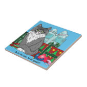 Gray White Christmas Kitten Fliese (Seite)