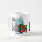 Gray White Christmas Kitten Kaffeetasse (Vorderseite Links)