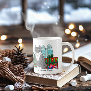 Gray White Christmas Kitten Kaffeetasse