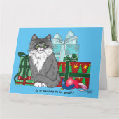 Gray White Christmas Kitten Karte (Vorderseite)