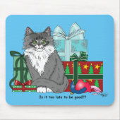 Gray White Christmas Kitten Mousepad (Vorne)