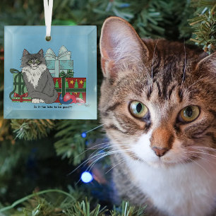 Gray White Christmas Kitten Ornament Aus Glas