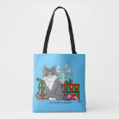 Gray White Christmas Kitten Tasche (Vorderseite)