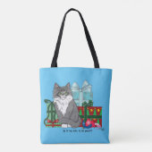 Gray White Christmas Kitten Tasche (Rückseite)