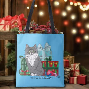 Gray White Christmas Kitten Tasche