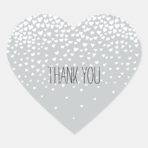 Gray White Confetti Hearts Herz-Aufkleber